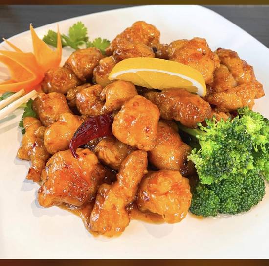 Order Orange w. choice of protein (spicy) food online from Koi Sushi & Wok store, Phoenix on bringmethat.com