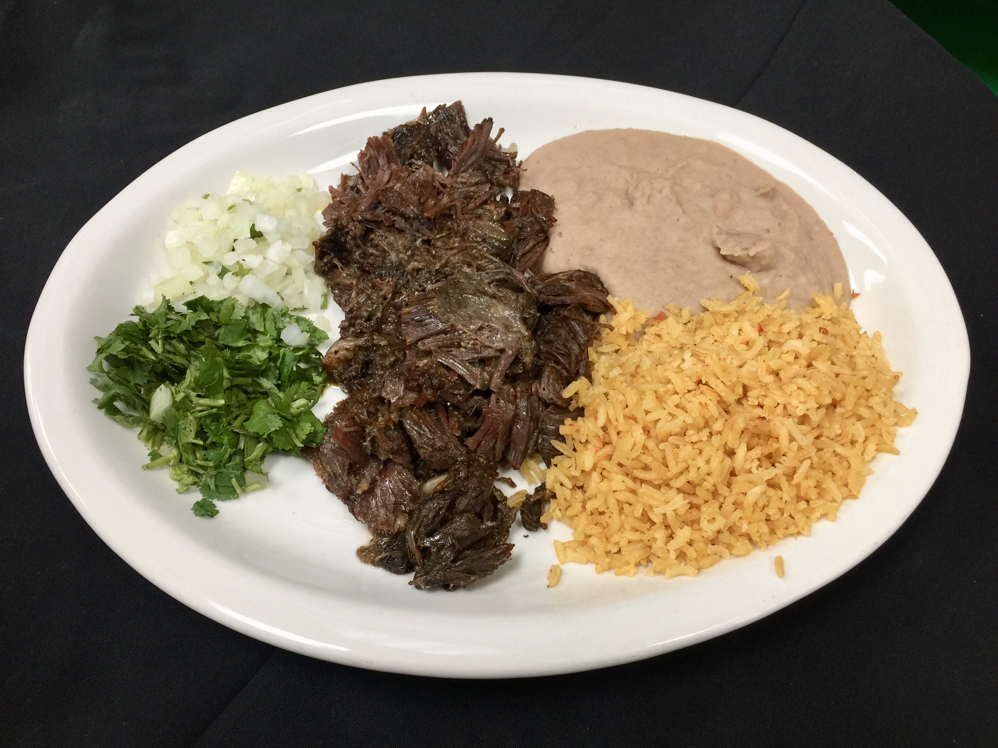 Order Barbacoa Plate food online from Moreno Mexican Restaurant store, Pearland on bringmethat.com