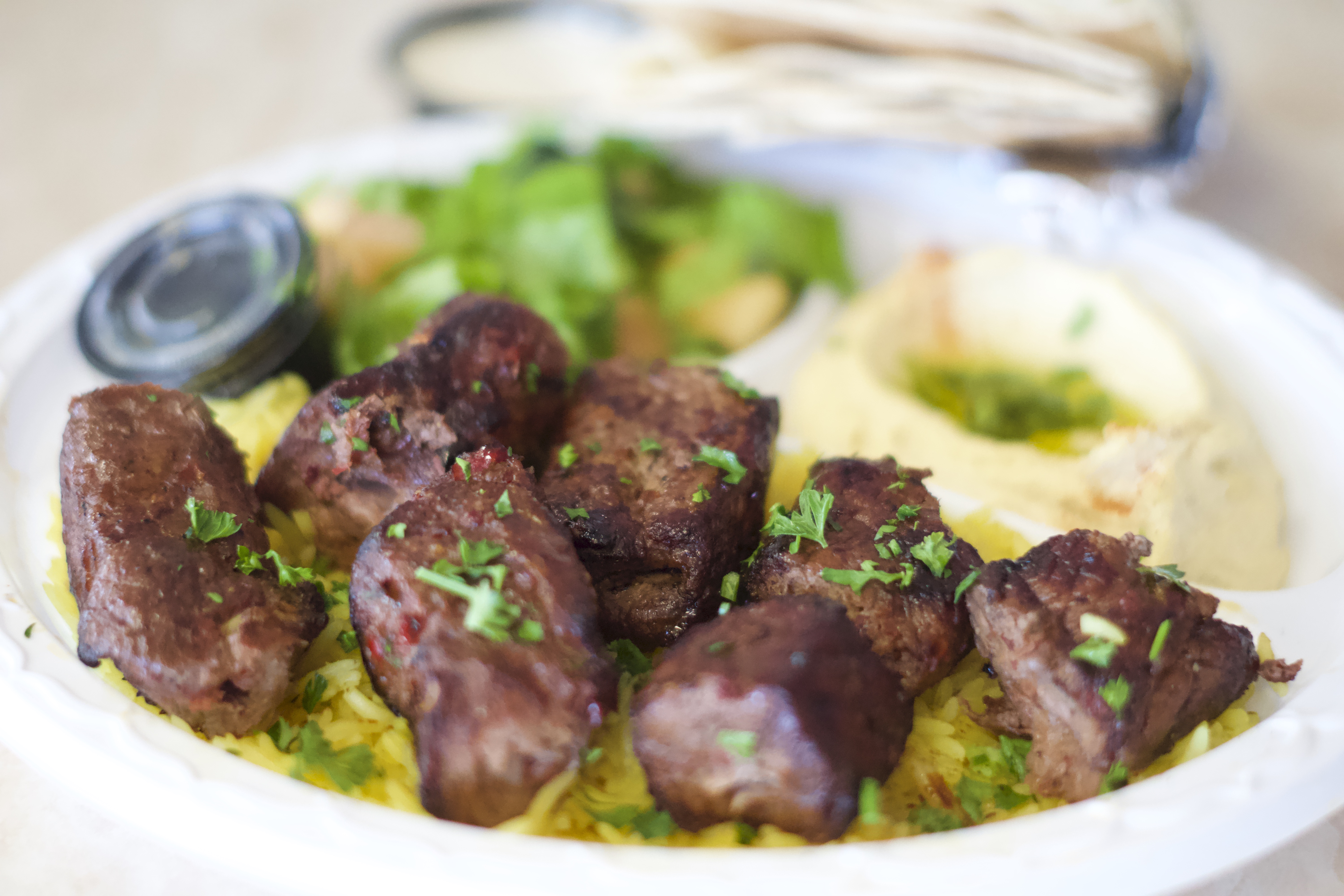 Order Beef Kebab Plate food online from Pita Grill store, Fresno on bringmethat.com