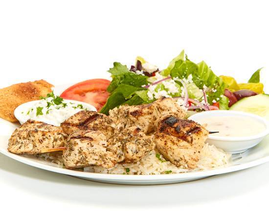 Order Chicken Kebob Feast food online from Taziki's Mediterranean Cafe store, Charlotte on bringmethat.com
