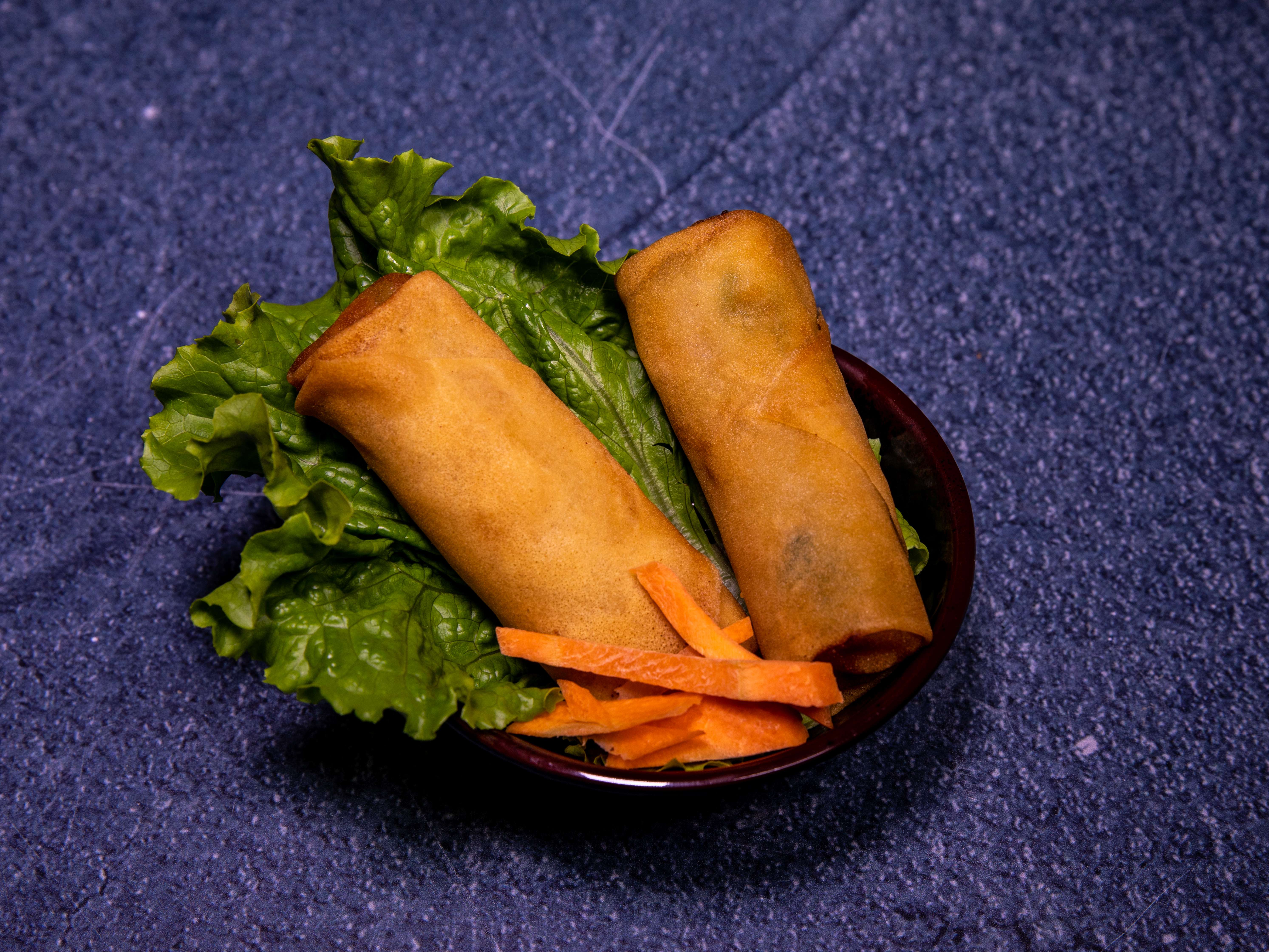 Order 9. Two Piece Pan Acean Spring Rolls food online from Panacean Restaurant store, Coppell on bringmethat.com