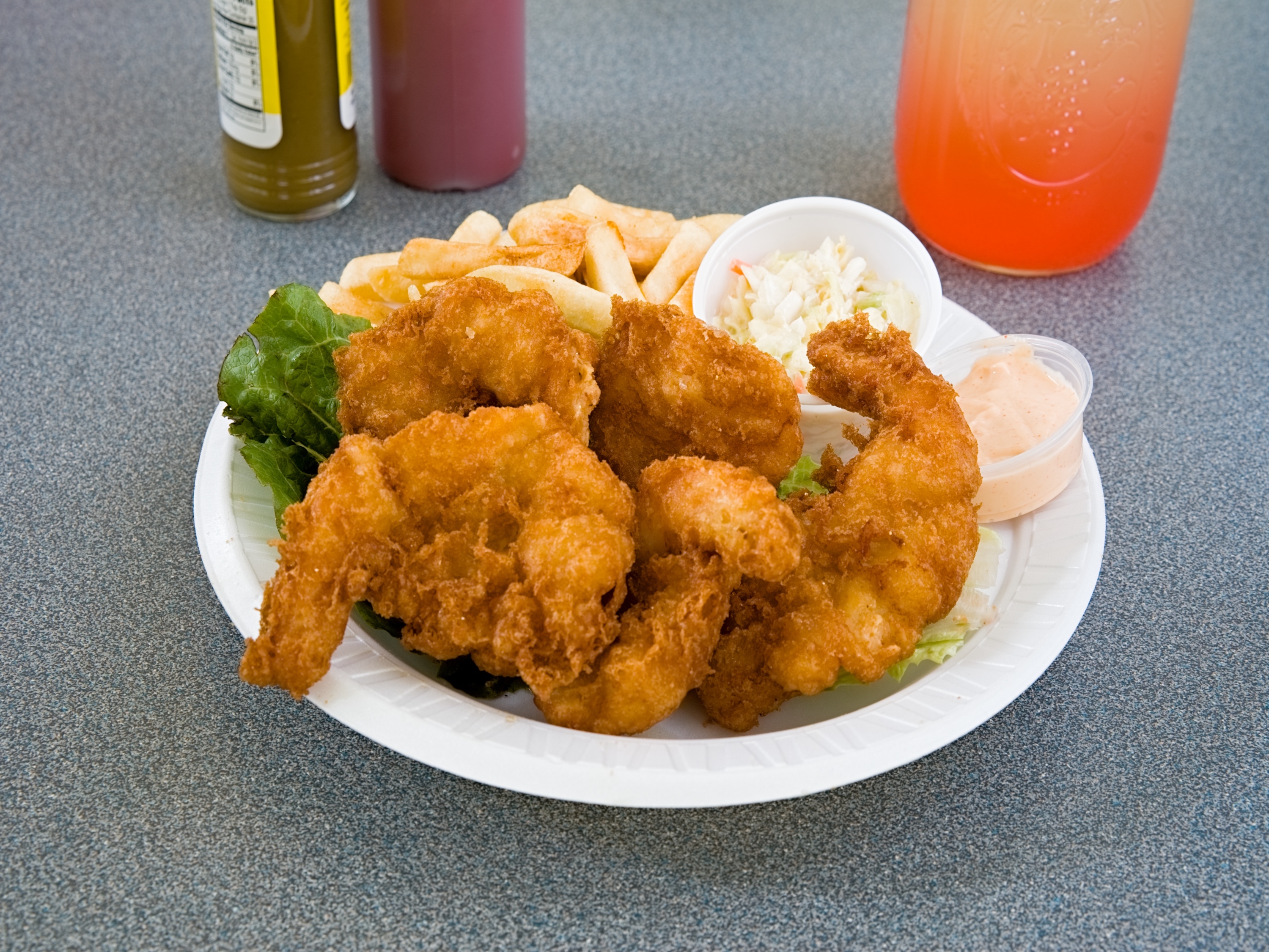 Order 5 Piece Shrimp Dinner with Fries and Cole Slaw food online from Westside Coney Island store, Akron on bringmethat.com