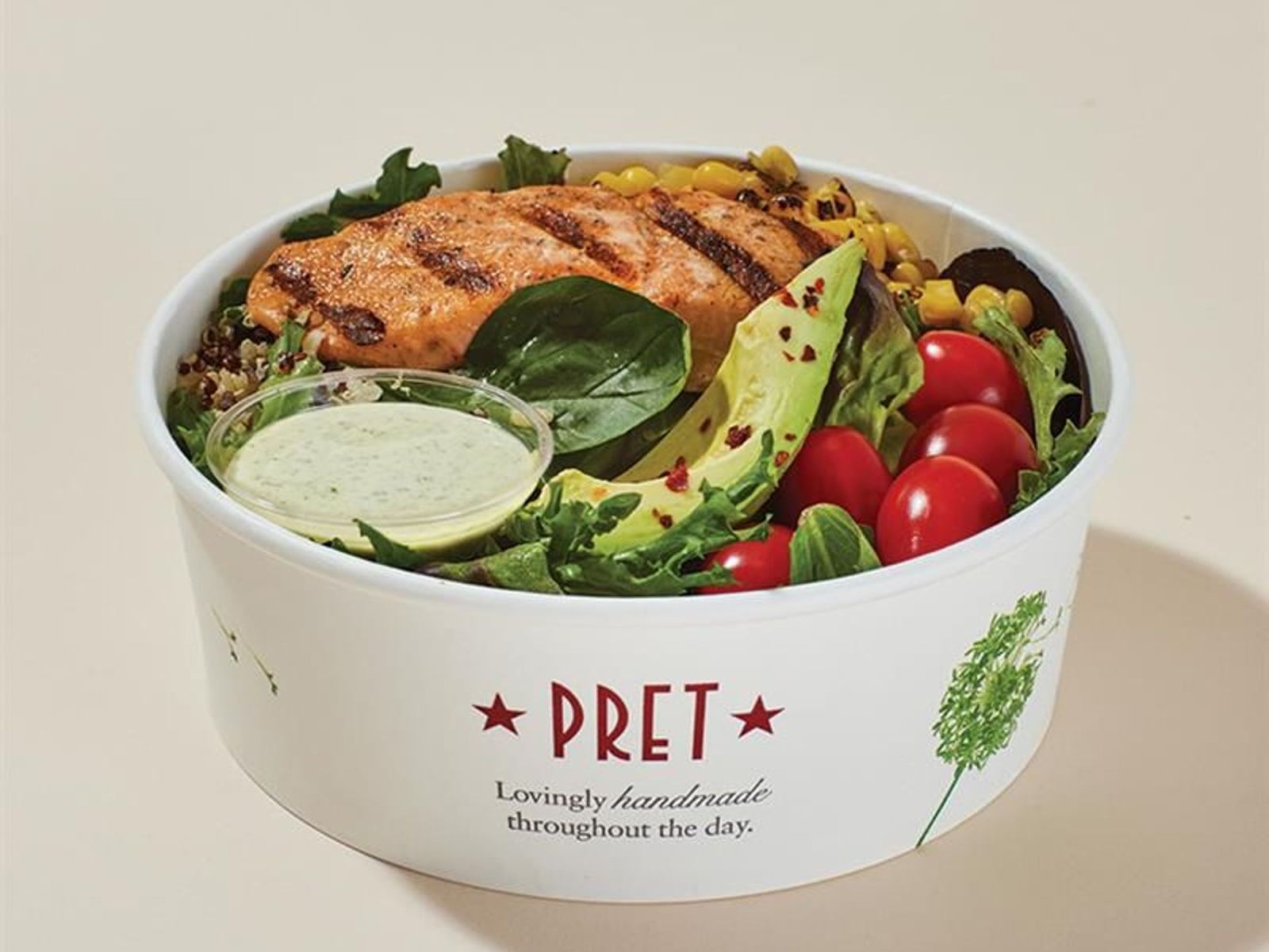 Order Blackened Salmon, Avo & Grains Salad with Creamy Herb Lime Dressing food online from Pret A Manger store, New York on bringmethat.com