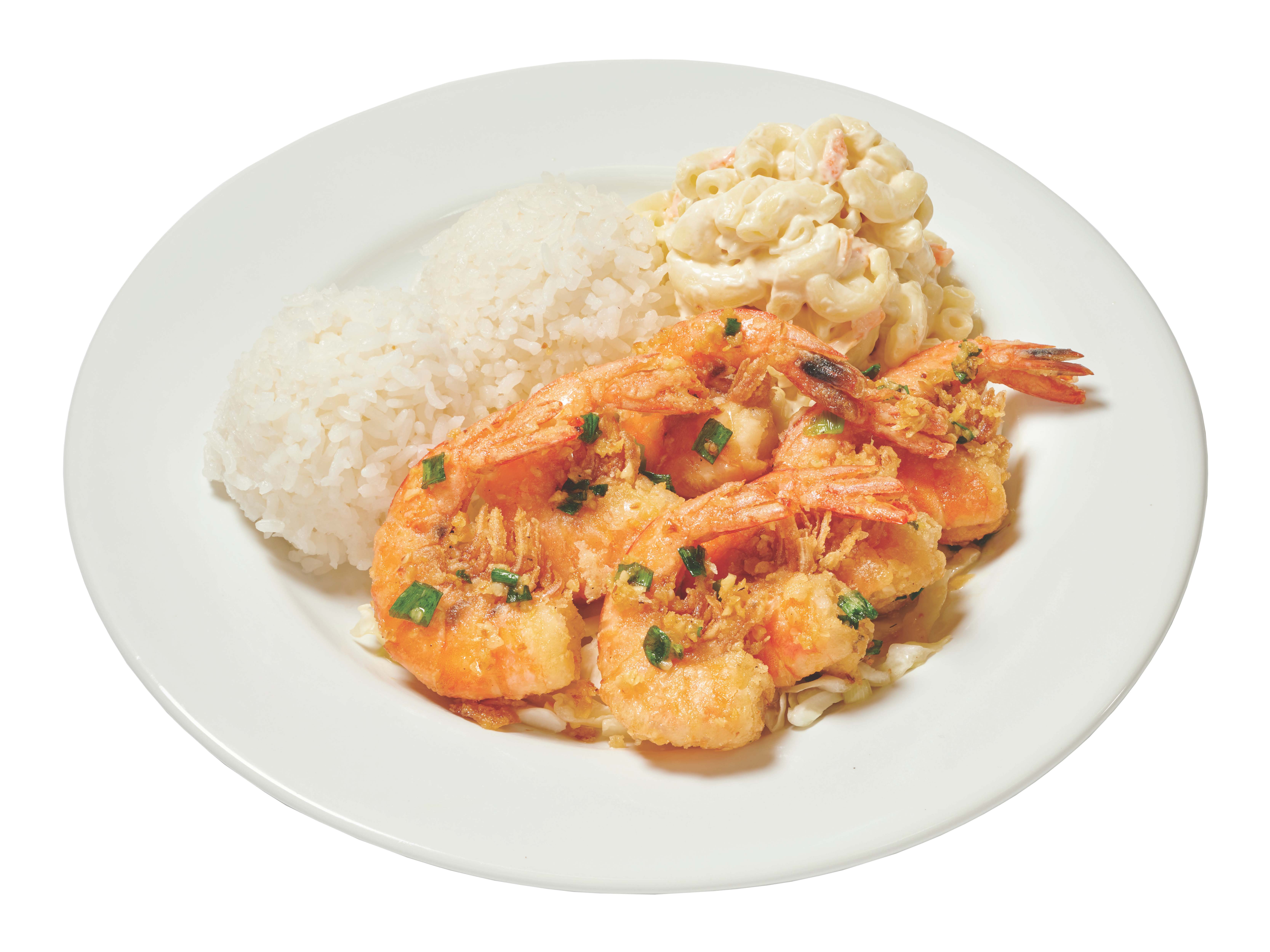 Order Garlic Shrimp Plate  food online from L&L Hawaiian Barbecue store, La Jolla on bringmethat.com