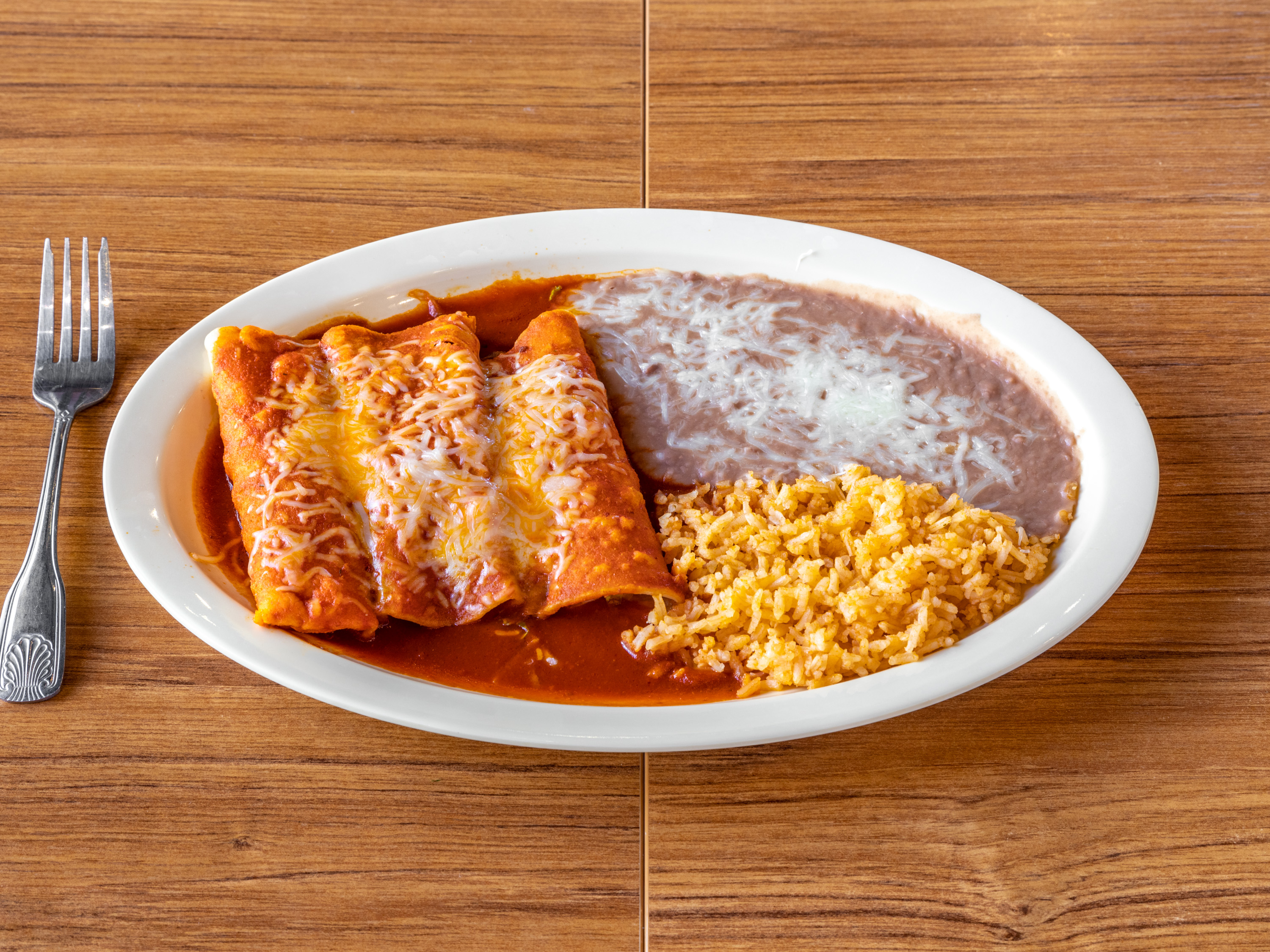 Order 3 Original Enchiladas Plate food online from Rudy Mexican Grill store, Mesa on bringmethat.com