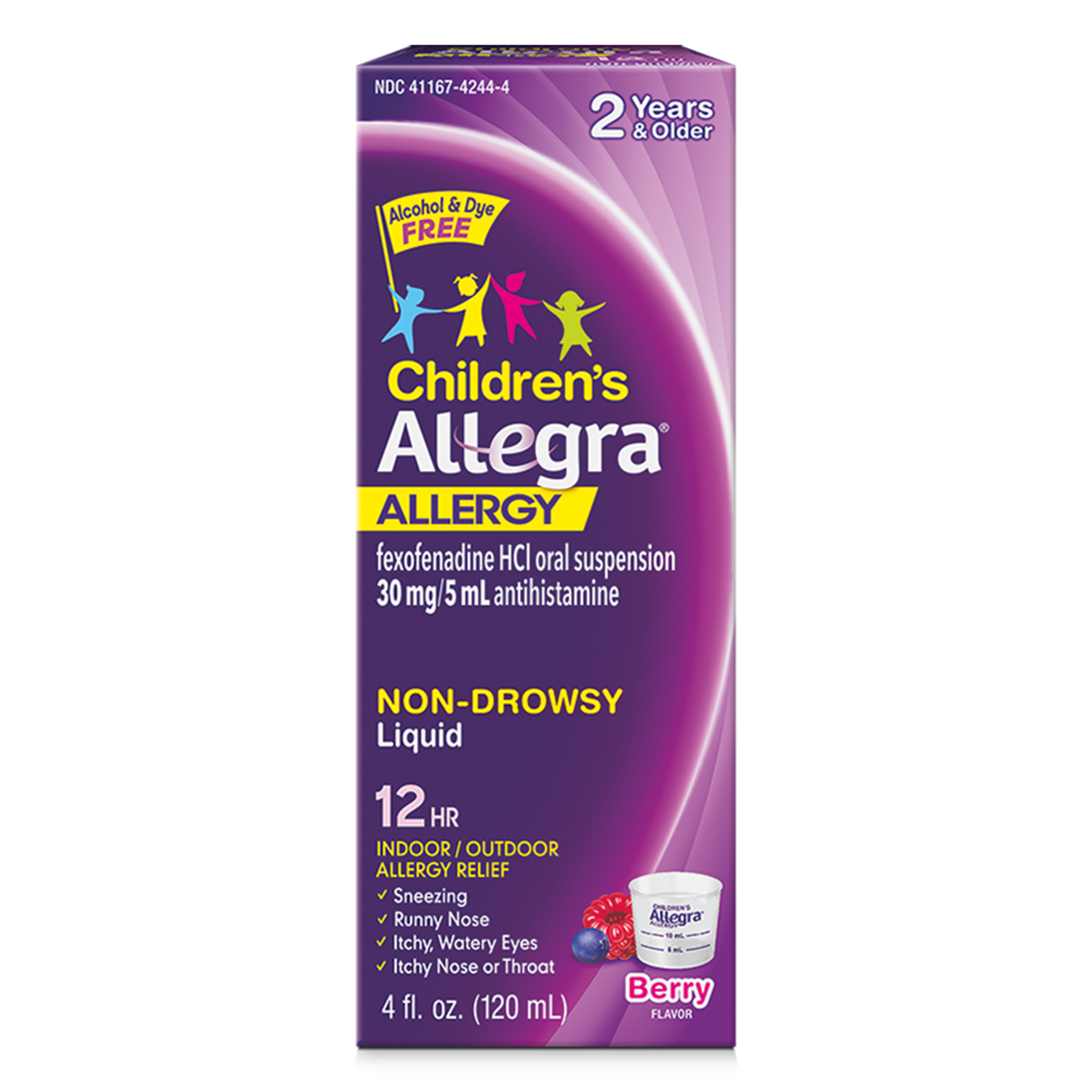 Order Allegra Children's Non-Drowsy Allergy Relief Liquid, Berry - 4 fl oz food online from Bartell store, Edmonds on bringmethat.com