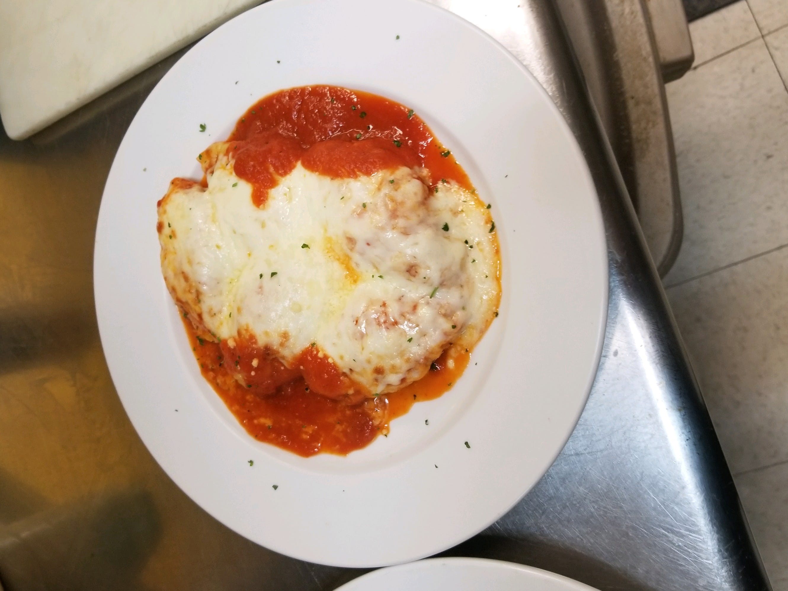 Order Chicken Parmigiana Dinner - Chicken Dinners food online from Sal Pizza store, Mt Holly on bringmethat.com