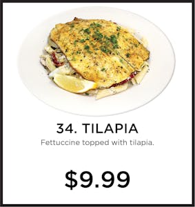 Order 34. Tilapia Pasta food online from Mystic Grill store, La Mesa on bringmethat.com