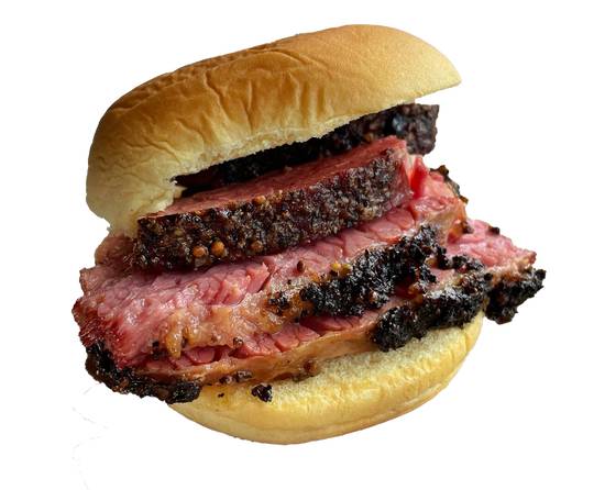 Order Reg Pastrami Sandwich food online from Bear Smokehouse store, New Haven on bringmethat.com