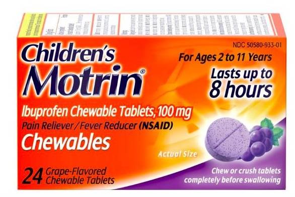 Order Children's Motrin Chewables Grape 8hr 24 ct food online from McLean Ave Pharmacy store, Yonkers on bringmethat.com