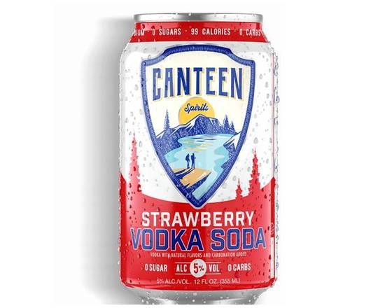 Order Canteen Soda Vodka Strawberry, 4pk 12oz can (5.0% ABV) food online from Cold Spring Liquor store, Liberty Hill on bringmethat.com