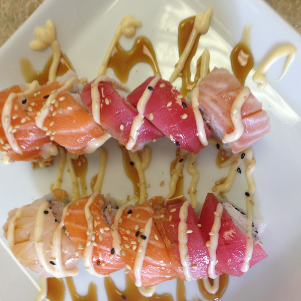 Order 10 Piece Rainbow Roll food online from Jazz Sushi Bar store, New Orleans on bringmethat.com