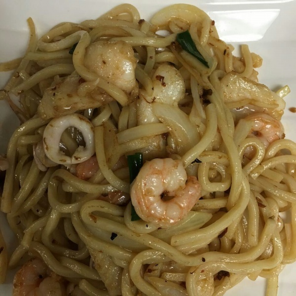 Order 199. Stir Fried Udon with Seafood food online from Venus Cafe store, Covina on bringmethat.com