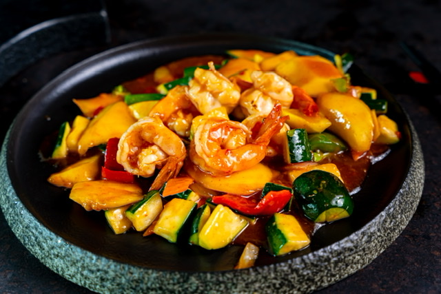 Order Spicy mango shrimp Dinner food online from Kinha Sushi store, Garden City on bringmethat.com