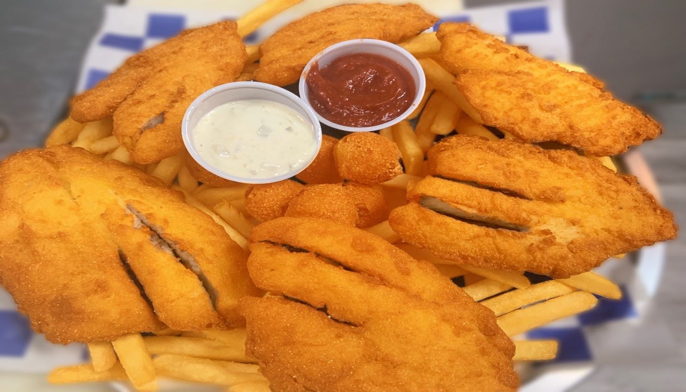 Order Family Fish Dinner - 6 Pieces food online from Village Pizza & Seafood store, Dickinson on bringmethat.com