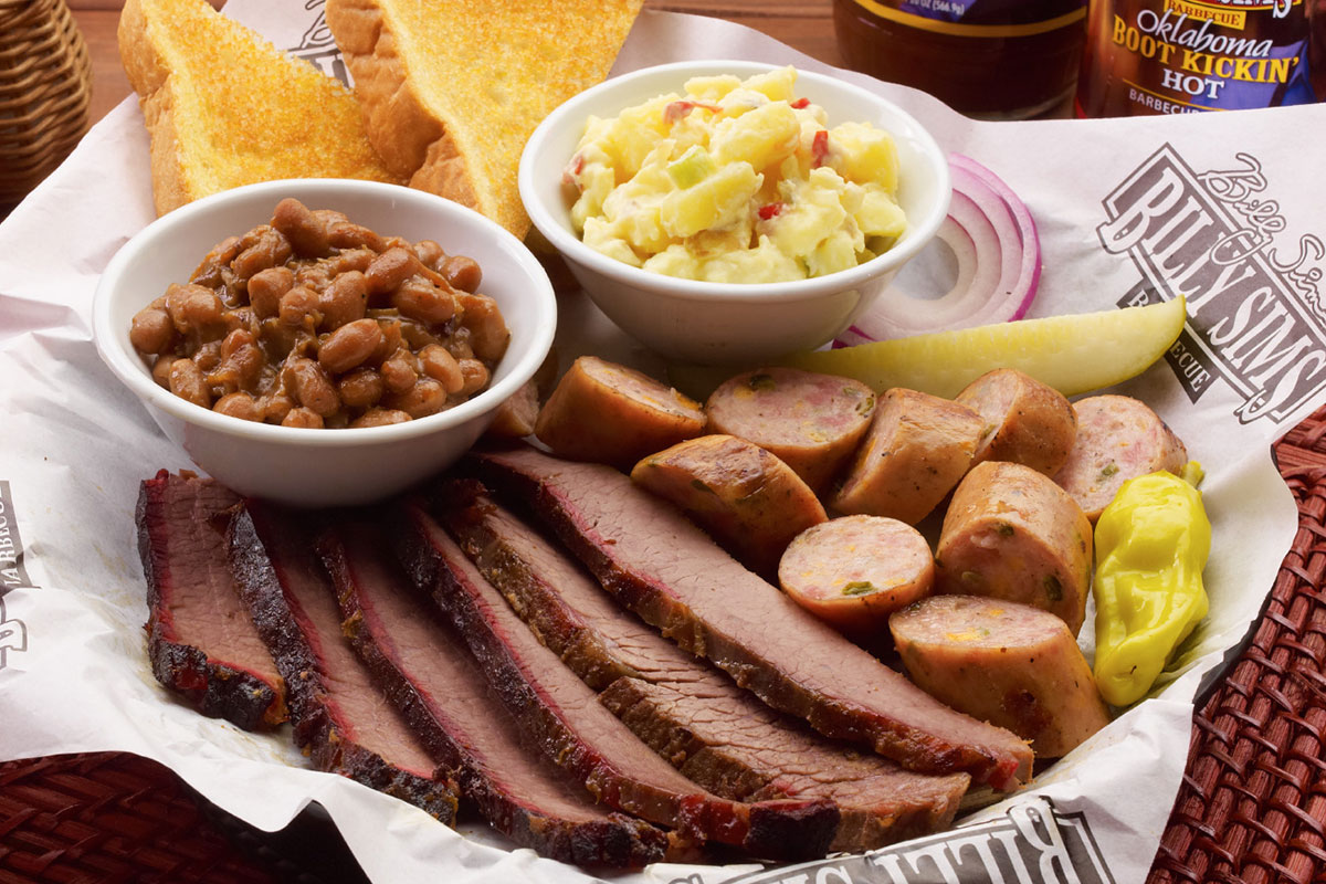Order 2-Meat Combo Plate food online from Billy Sims BBQ store, Claremore on bringmethat.com