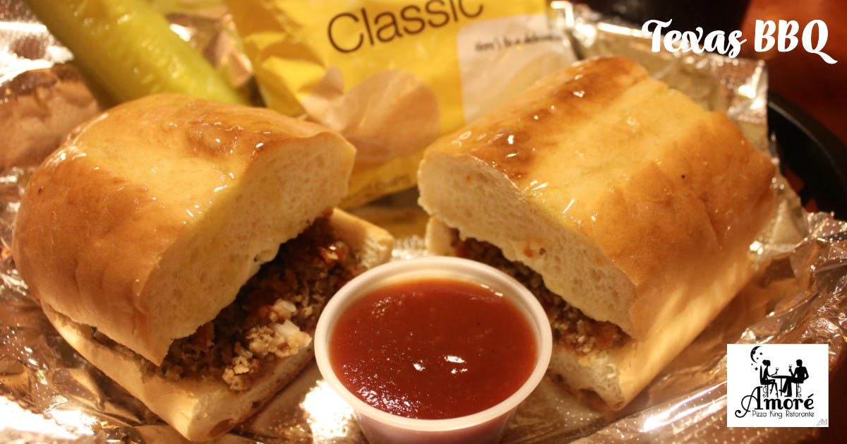 Order Whole Texas BBQ Sandwich - Half food online from Amore Pizza King store, Rockville on bringmethat.com