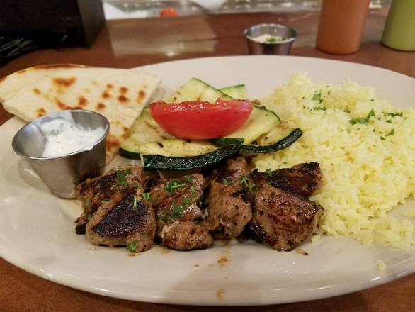 Order Lamb Souvlaki Platter food online from Troy Greek Cuisine store, Martinez on bringmethat.com
