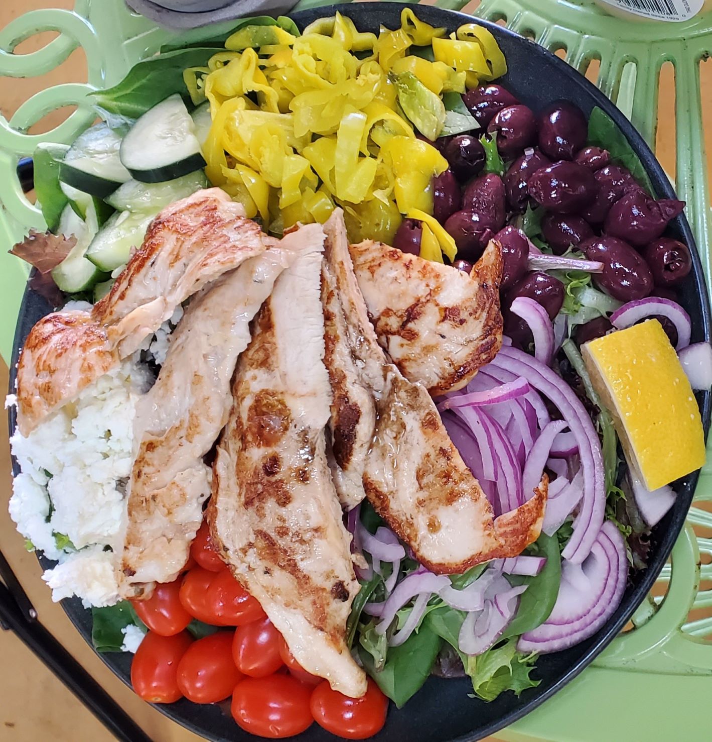 Order Greek Chicken Salad food online from The Bee Hive Market and Deli store, Whittier on bringmethat.com