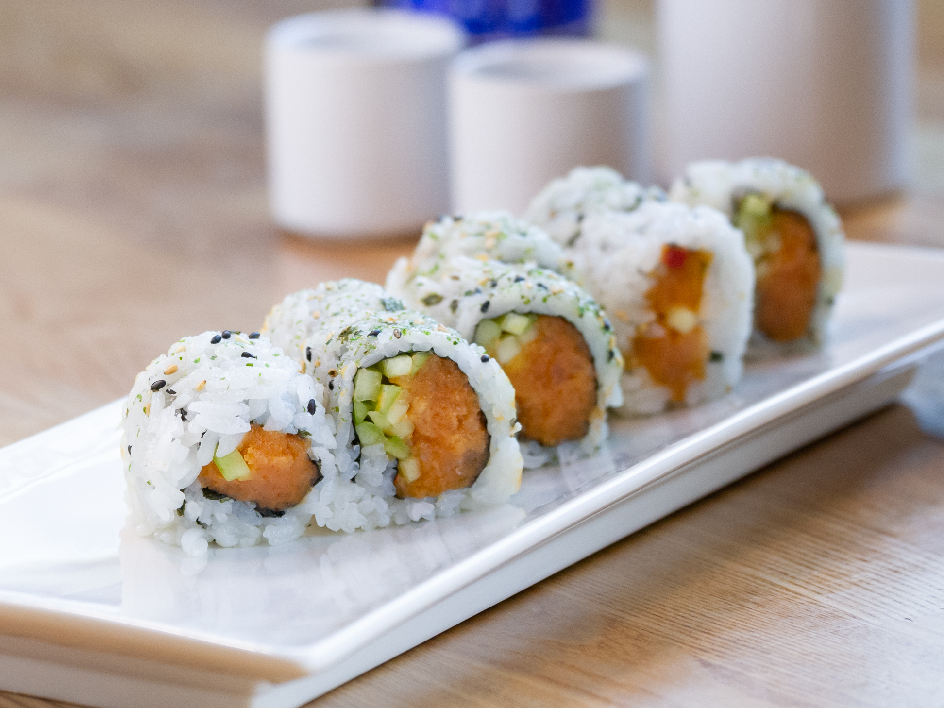 Order Spicy Albacore Cucumber Roll food online from Roll Call store, Los Angeles on bringmethat.com