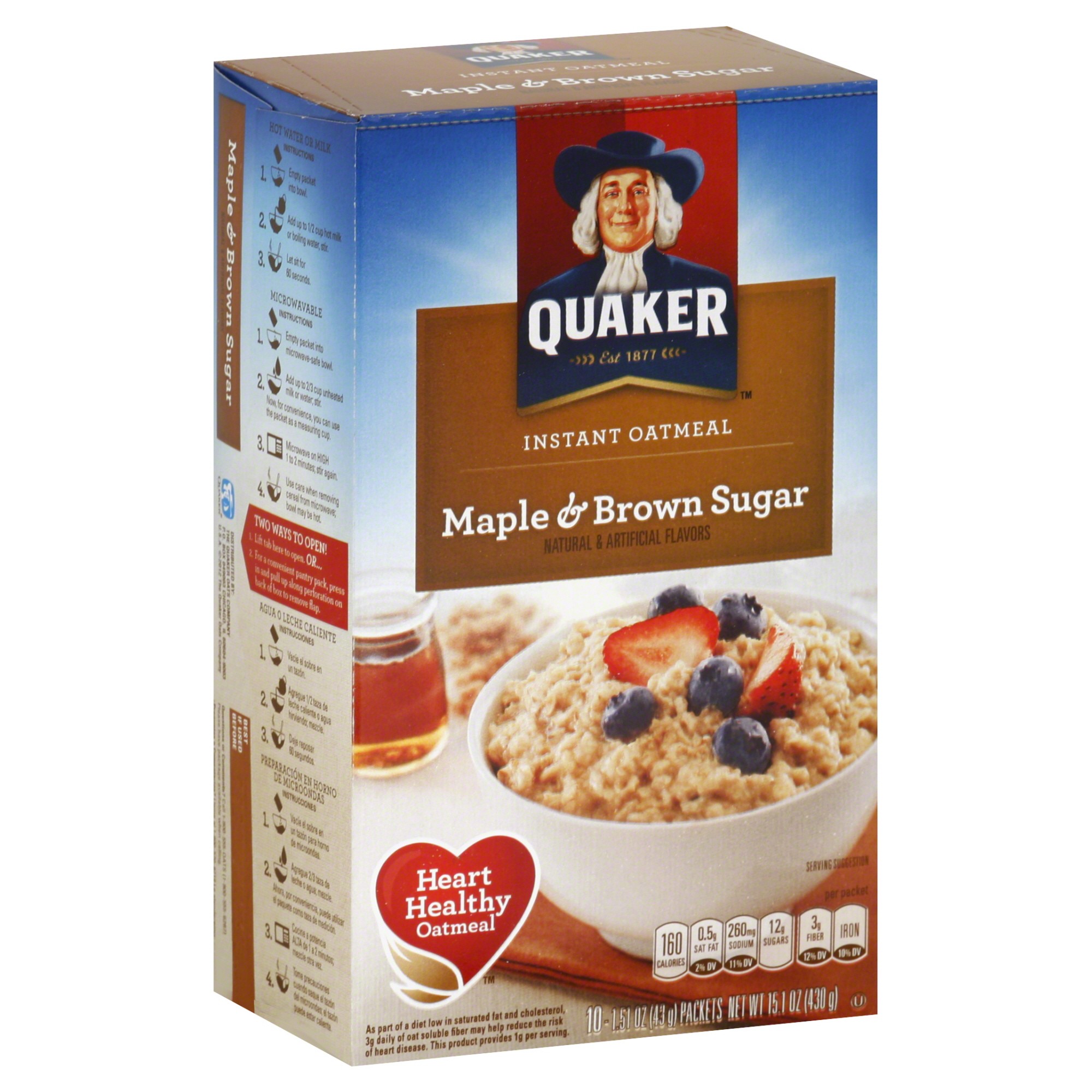 Order Quaker Instant Oatmeal Packets, Maple & Brown Sugar, 1.51 oz - 10 ct food online from Rite Aid store, ELMIRA on bringmethat.com