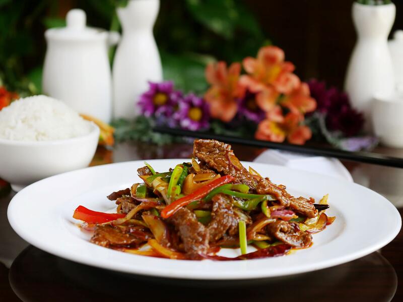 Order Sichuan Beef food online from Four Leaves Asian Restaurant store, Huntsville on bringmethat.com