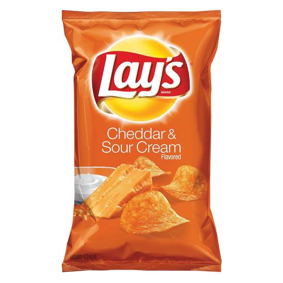 Order Lay's Cheddar & Sour Cream Flavored Potato Chips food online from Deerings Market store, Traverse City on bringmethat.com