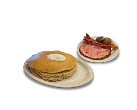 Order Short Stack with Bacon, Ham or Sausage food online from Norma's Cafe store, Frisco on bringmethat.com