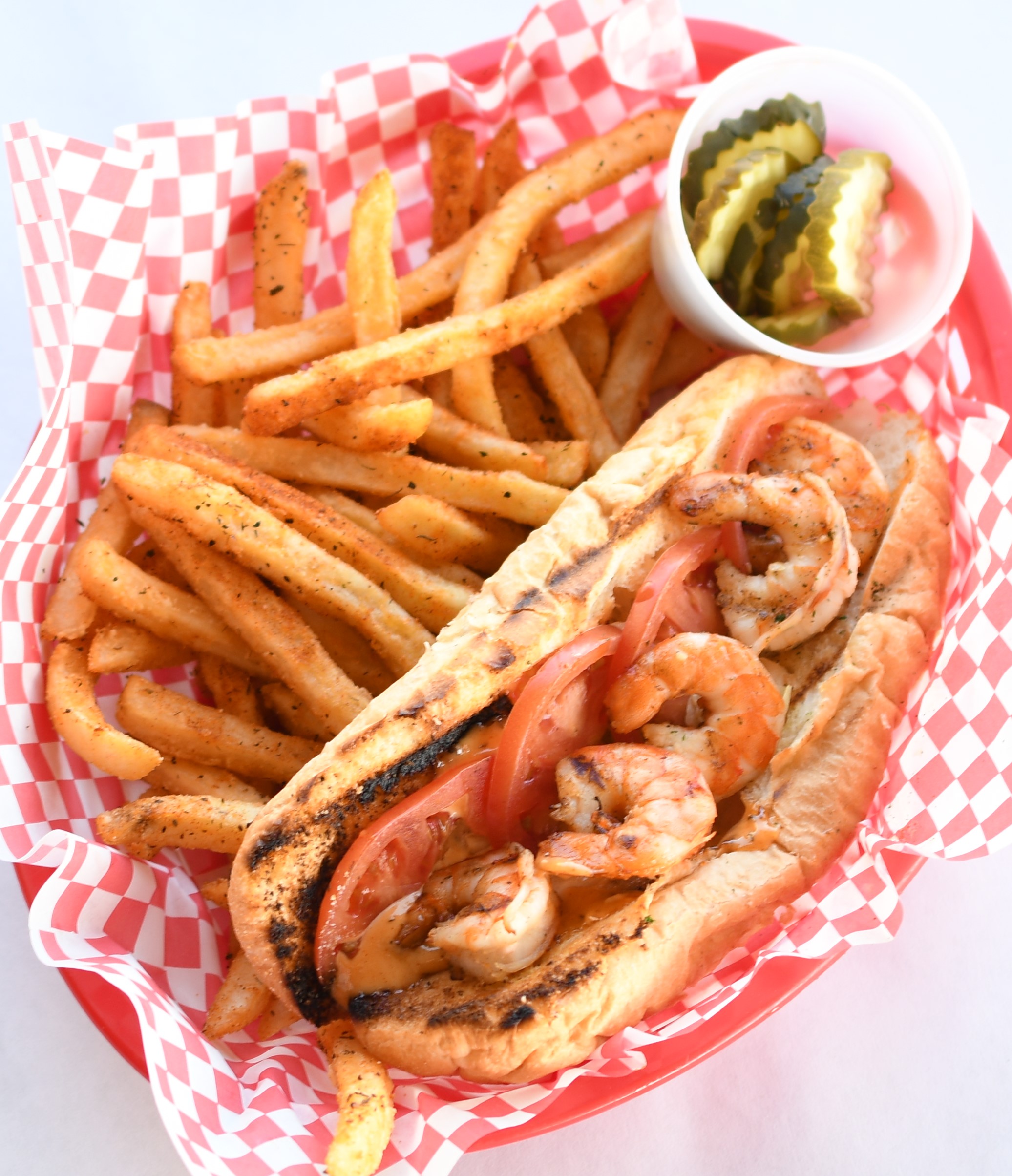 Order Grilled Shrimp Po Boy food online from Angry Crab Shack & Bbq store, Mesa on bringmethat.com