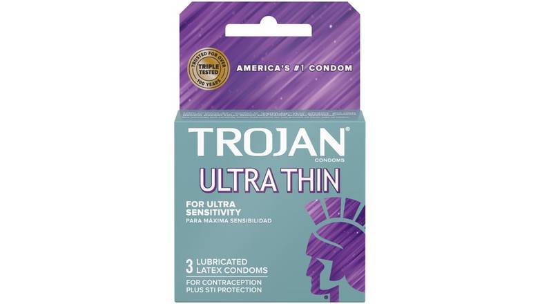 Order Trojan Ultra Thin Lubricated Condoms food online from Route 7 Food Mart store, Norwalk on bringmethat.com