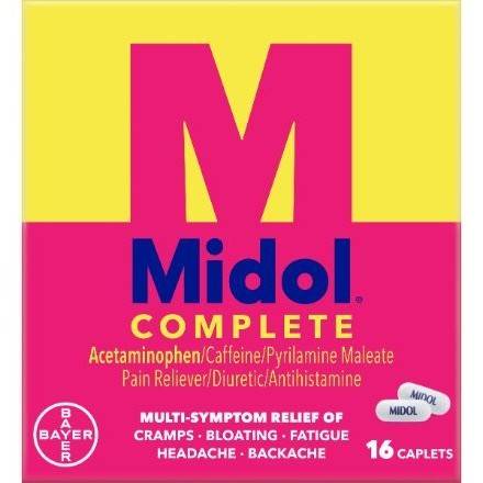 Order Midol Menstrual Symptom Relief Tablets (16 count) food online from Light Speed Market store, Marietta on bringmethat.com