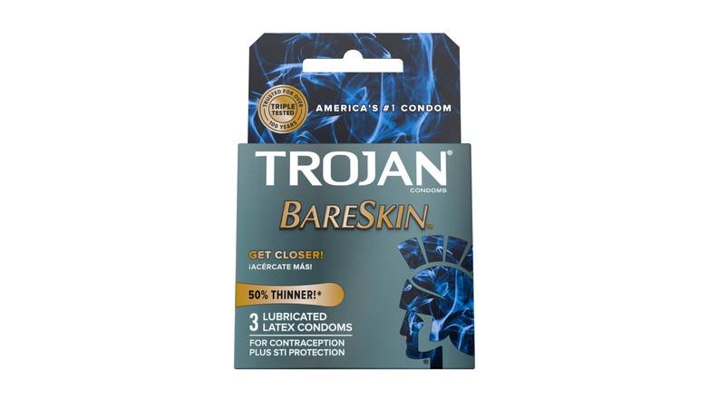 Order Trojan Sensitivity Bareskin Lubricated, Latex Condoms, 3Ct food online from Aldan Sunoco store, Aldan on bringmethat.com