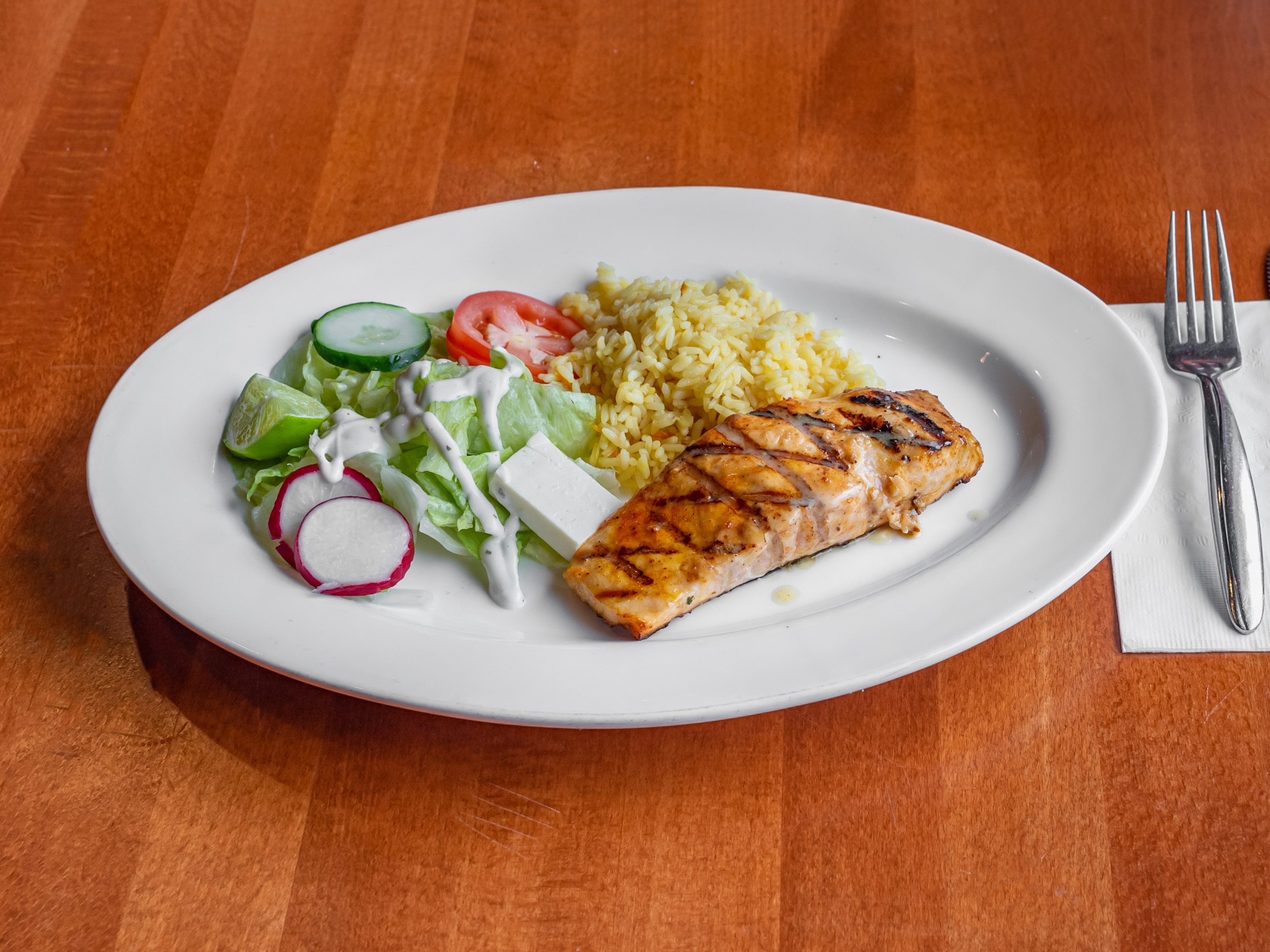 Order Salmon a la Parrilla food online from Two Amigos Restaurant store, Herndon on bringmethat.com