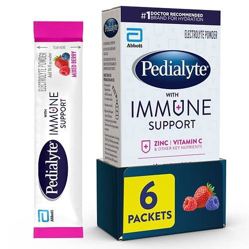 Order Pedialyte With Immune Support Electrolyte Powder Mixed Berry - 0.49 oz x 6 pack food online from Walgreens store, FAIRBANKS on bringmethat.com