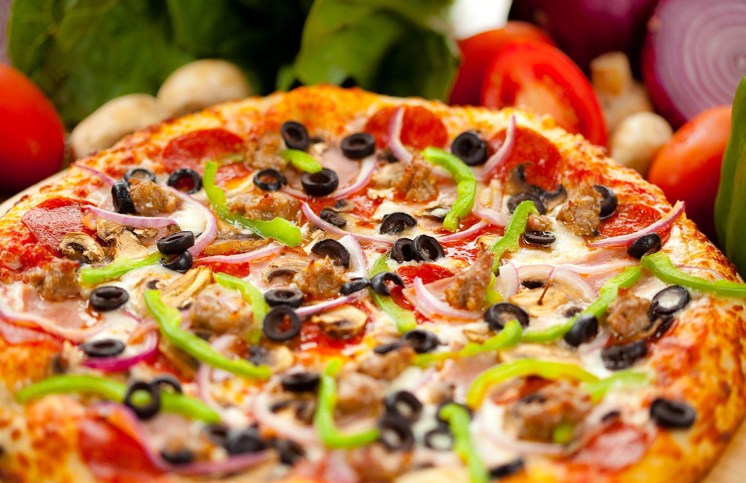 Order Vegan Supreme Pizza - Small food online from Papa Pizza Pie store, Fullerton on bringmethat.com