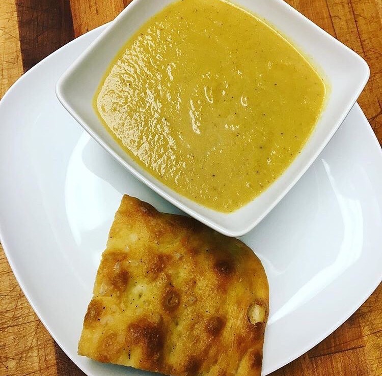 Order Vegan Roasted Cauliflower Curry Soup food online from Matty J Bakery & Cafe store, Saline on bringmethat.com