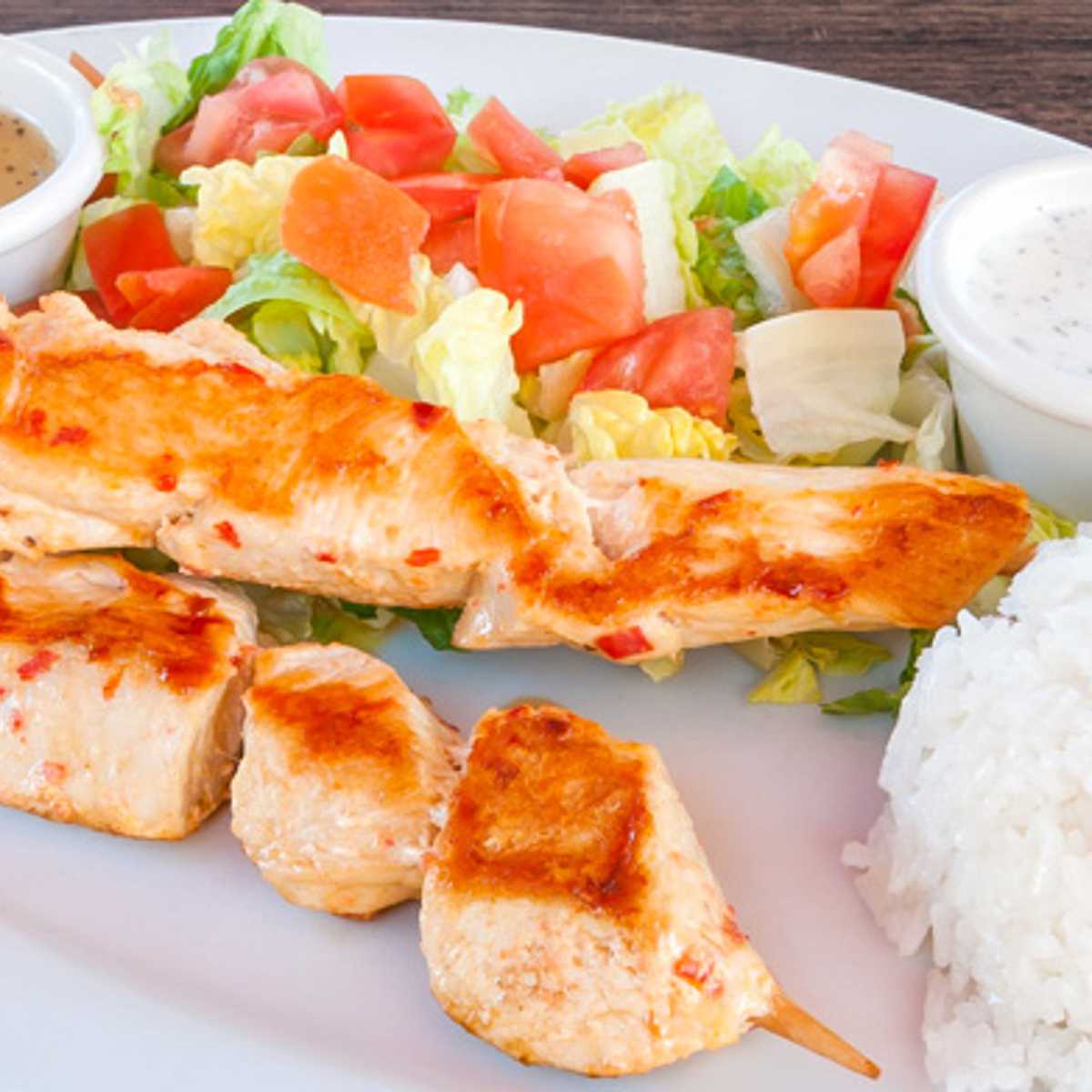 Order Chicken Souvlaki - Kebab food online from Olympus Caffe & Bakery store, Mountain View on bringmethat.com