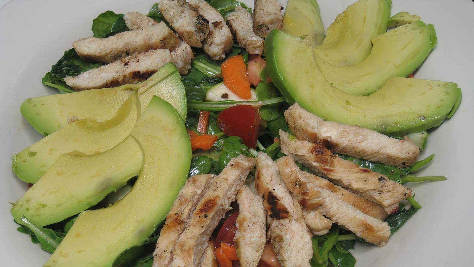 Order Organic Arugula Salad with Grilled Chicken and Avocado food online from Dimitri Diner store, Ridgefield on bringmethat.com