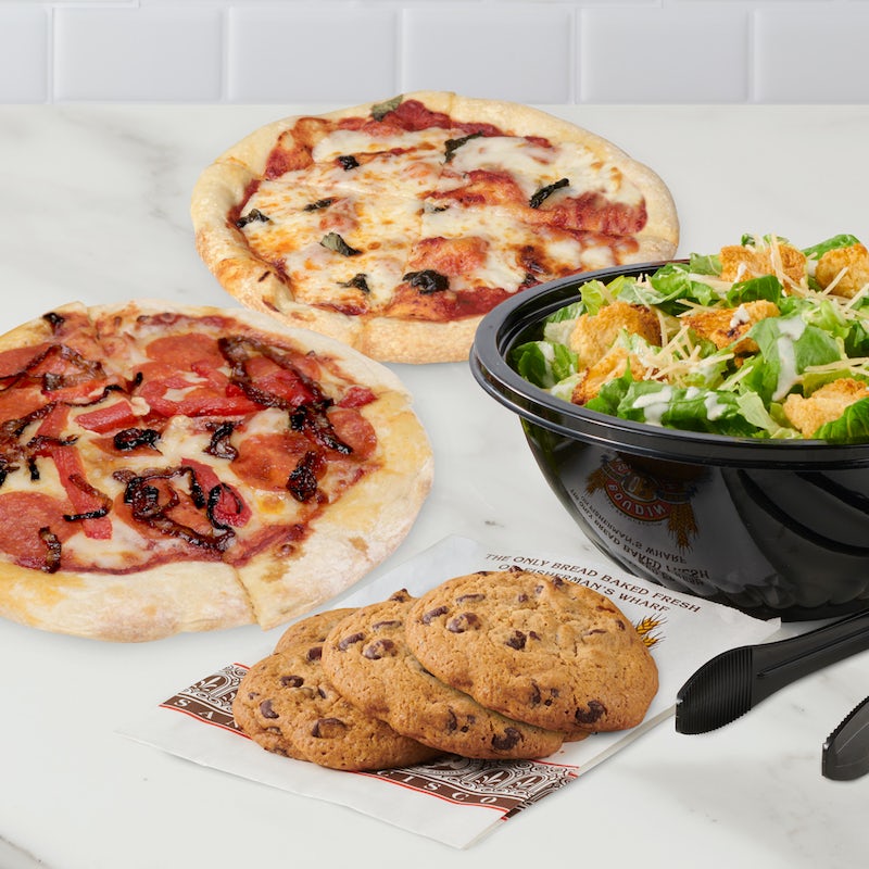 Order Pizza and Salad Family Meal for 2 food online from Boudin store, Costa Mesa on bringmethat.com