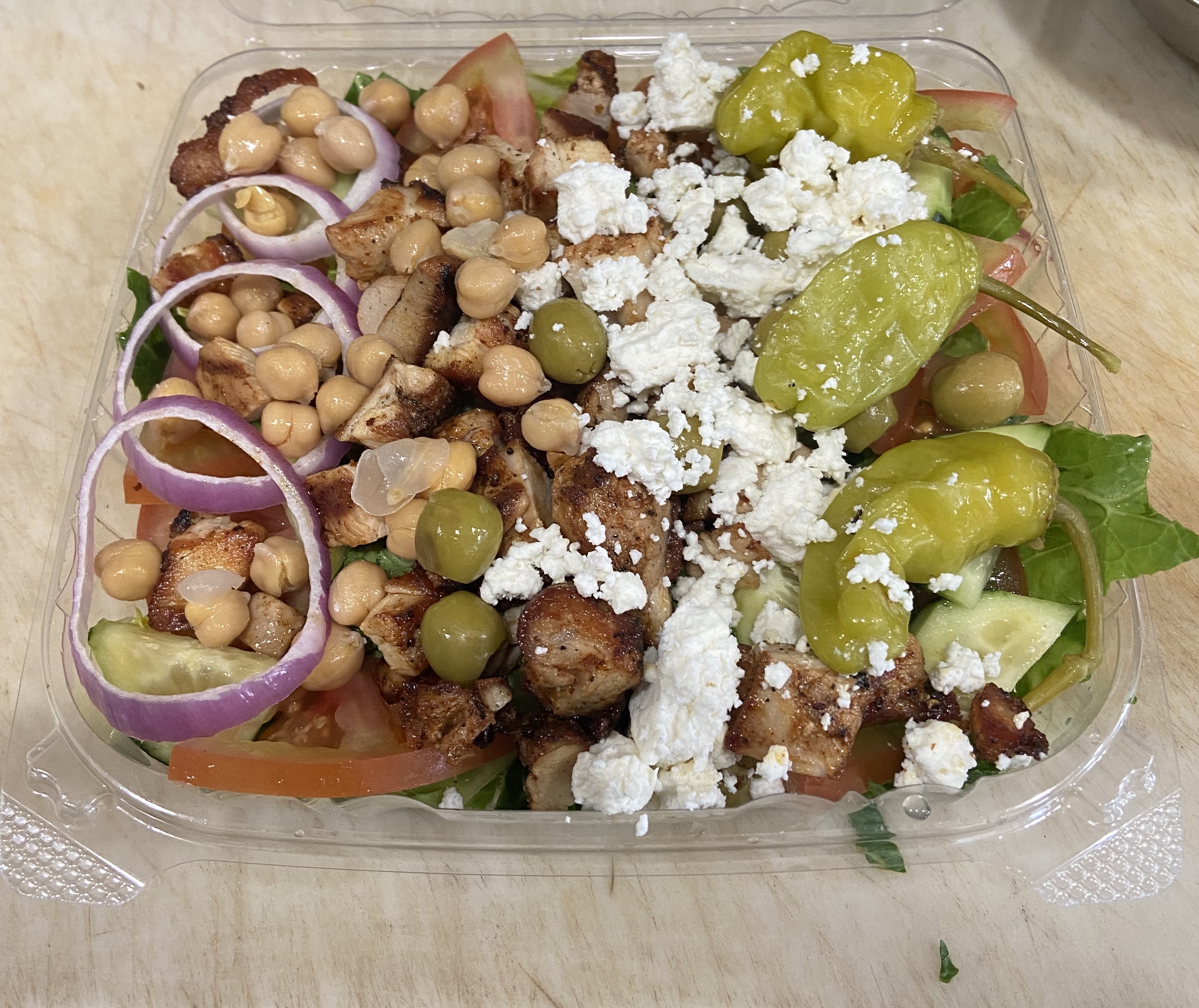 Order Greek Chicken Salad  food online from Burgers and More store, Alhambra on bringmethat.com