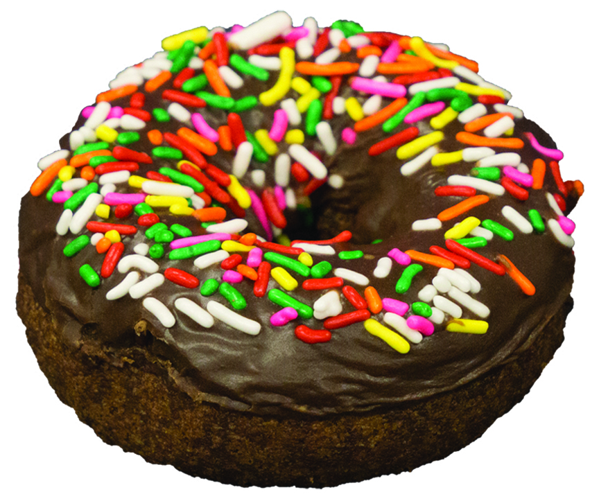 Order Chocolate Frosting Rainbow Sprinkle Devil Food Cake Donut food online from Bosa Donuts store, Peoria on bringmethat.com