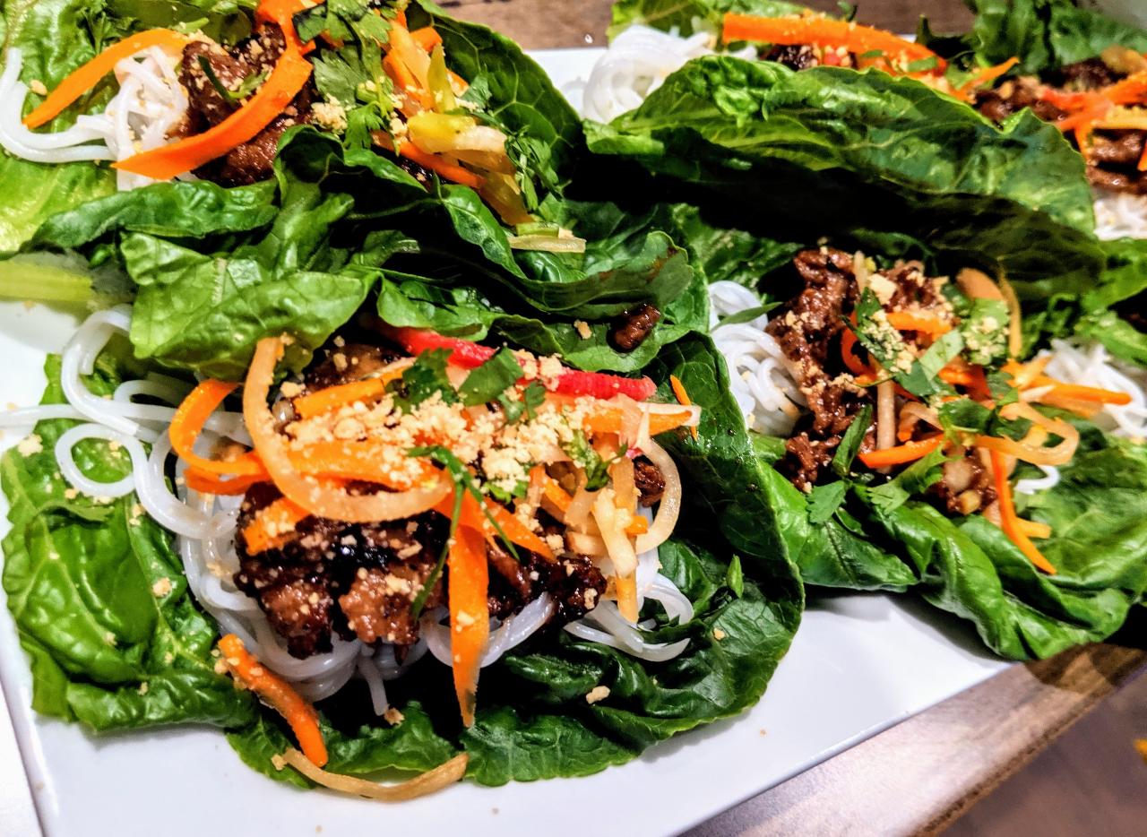 Order 6 Piece Beef Lettuce Wraps food online from District 6 store, Louisville on bringmethat.com