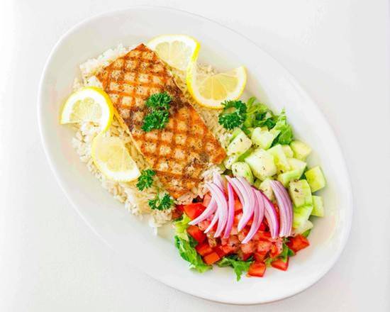 Order Wild Salmon Plate food online from California Pita store, Los Angeles on bringmethat.com