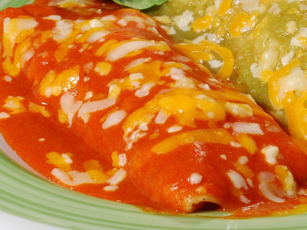Order Enchilada / Meat or Cheese food online from Burrito Factory store, Granada Hills on bringmethat.com