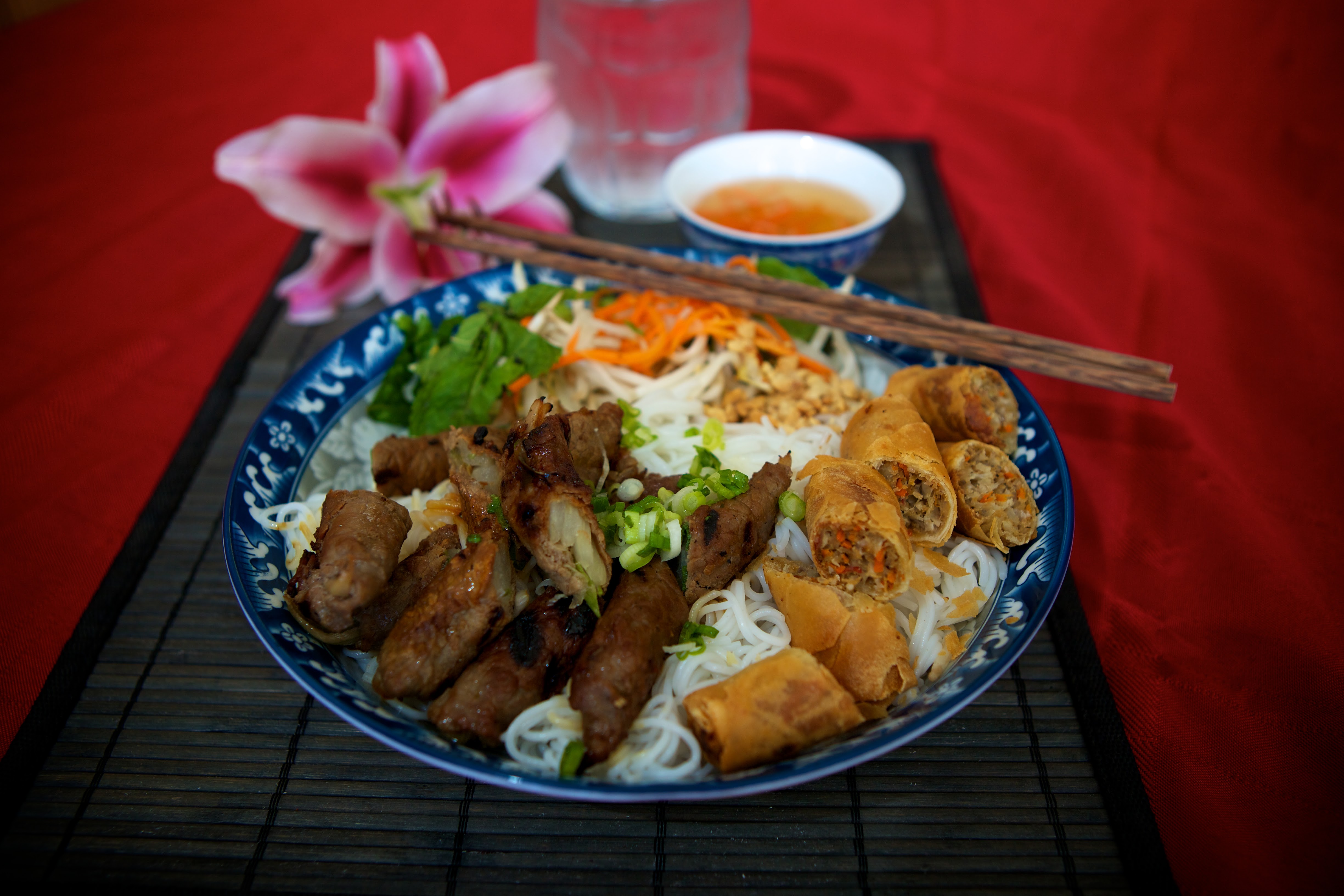 Order 37. Grilled Beef and Egg Rolls Vermicelli food online from Le Paradis store, hayward on bringmethat.com