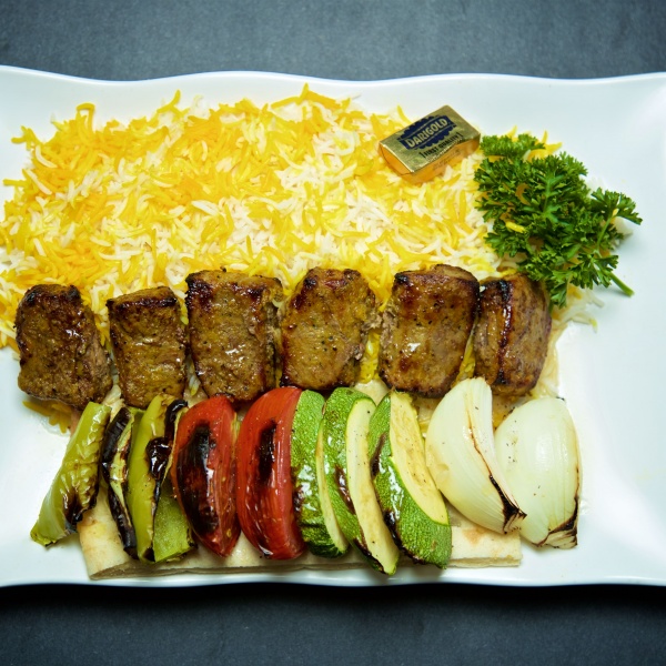 Order Beef Shish Kabob Plate food online from North Park Produce Bakery & Grill store, Poway on bringmethat.com