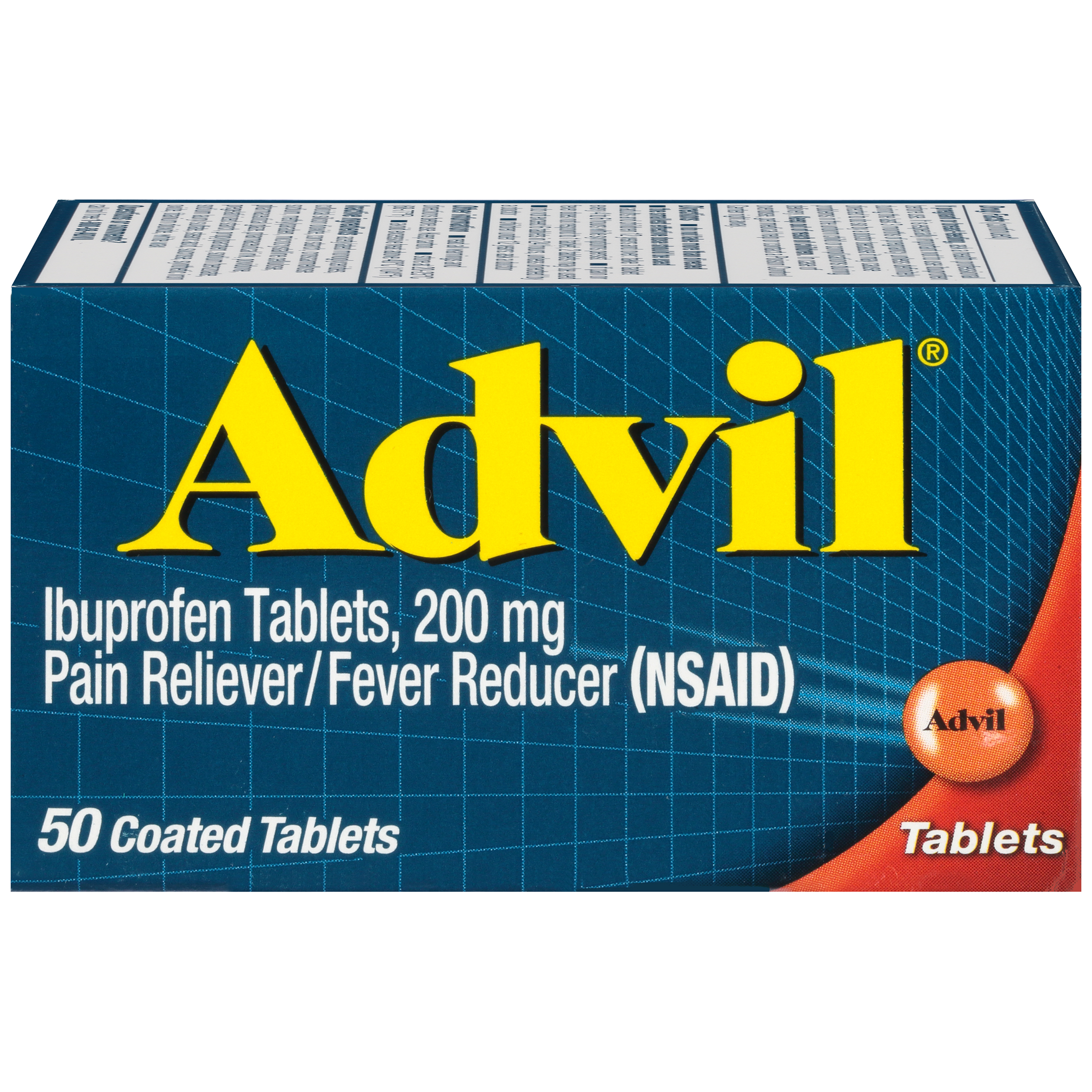 Order Advil Pain Reliever/Fever Reducer Coated Tablets, 200mg - 50 ct food online from Rite Aid store, READING on bringmethat.com