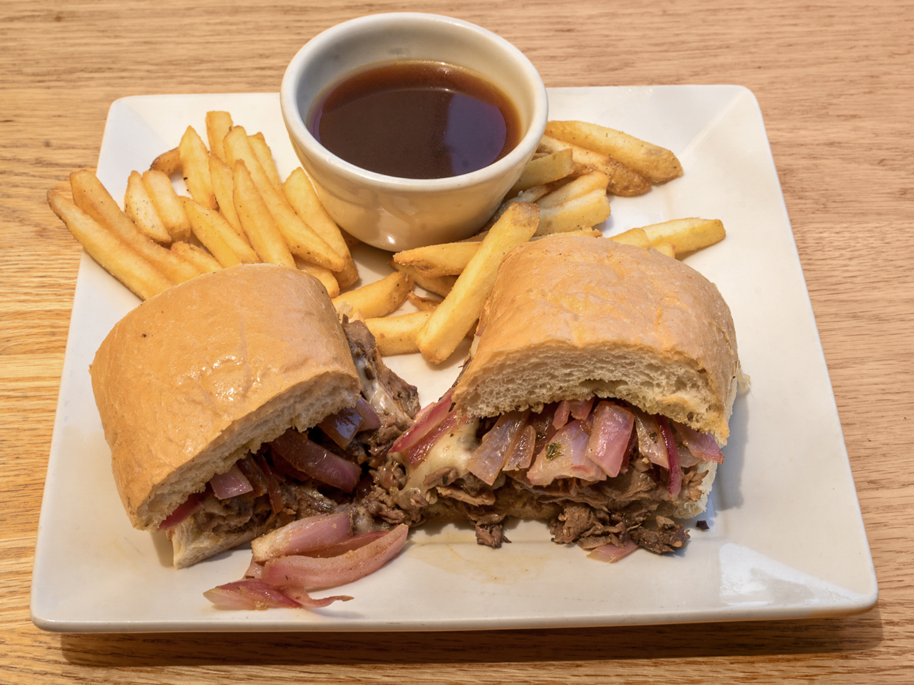 Order Prime Rib French Dip Sandwich food online from Hungry Hunter Steakhouse store, Bakersfield on bringmethat.com