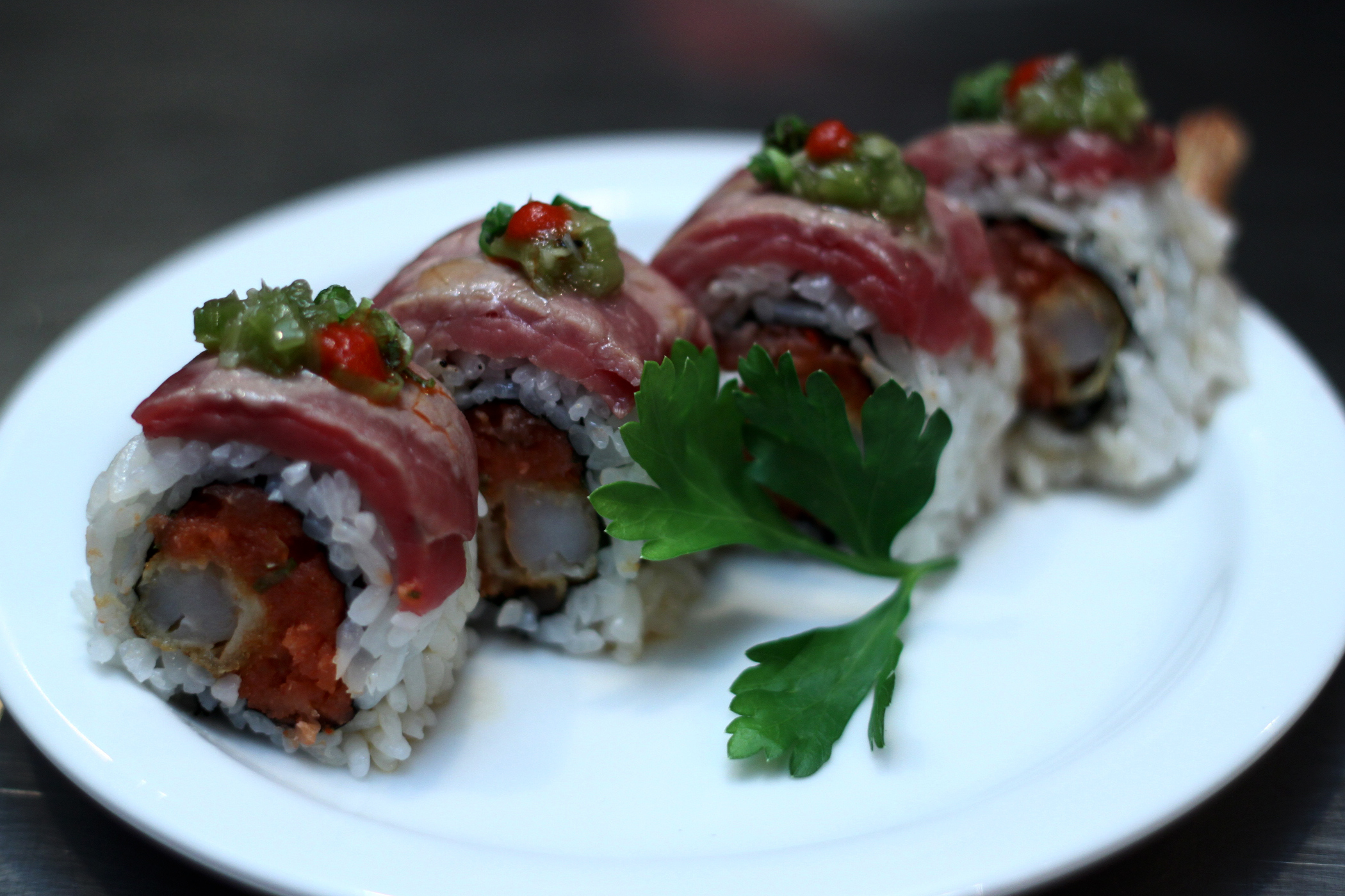 Order Surf and Turf Roll food online from House Modern Sushi store, Mesa on bringmethat.com