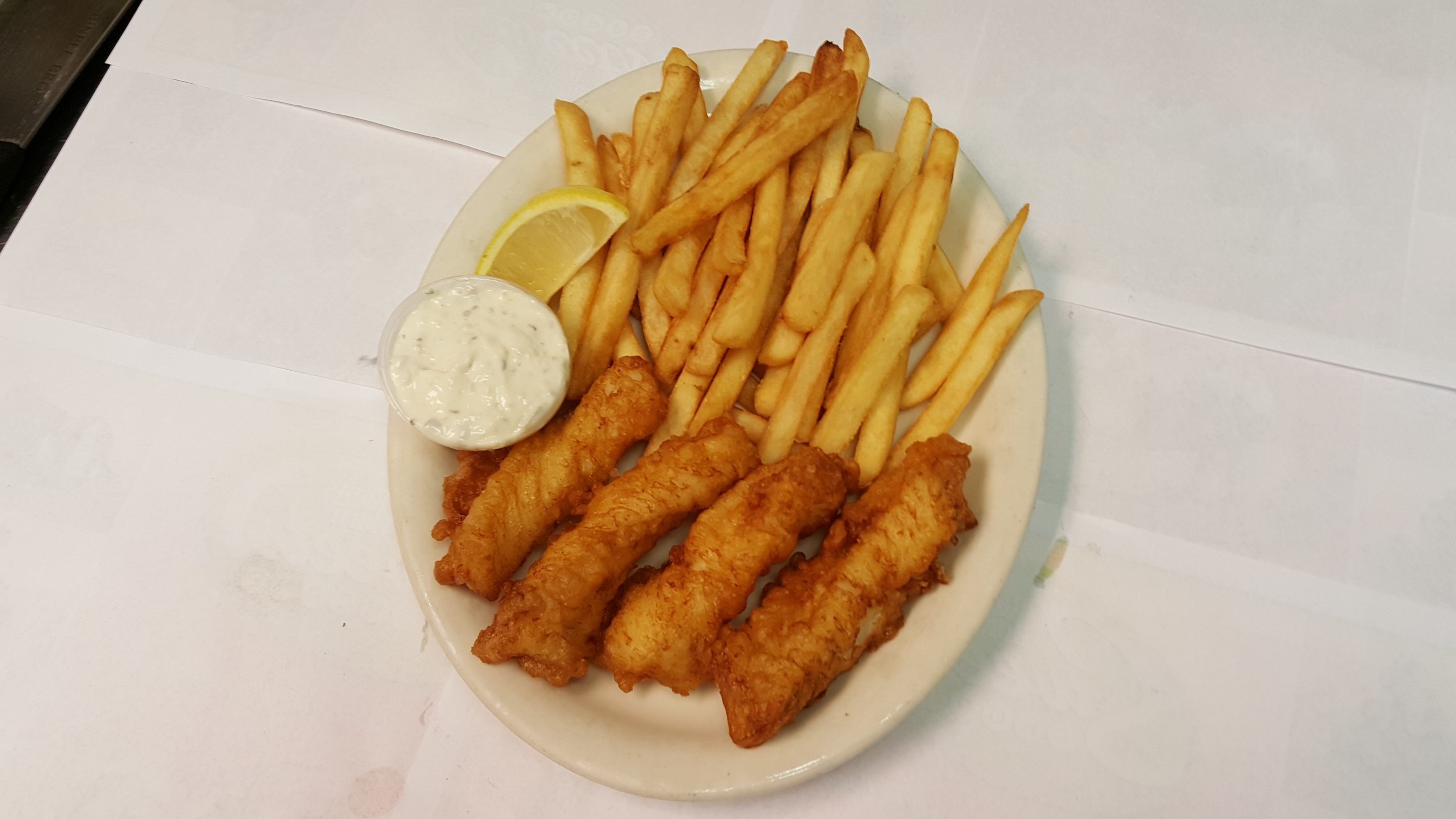 Order Fish and Chips food online from Ram Horn Restaurant store, Westland on bringmethat.com